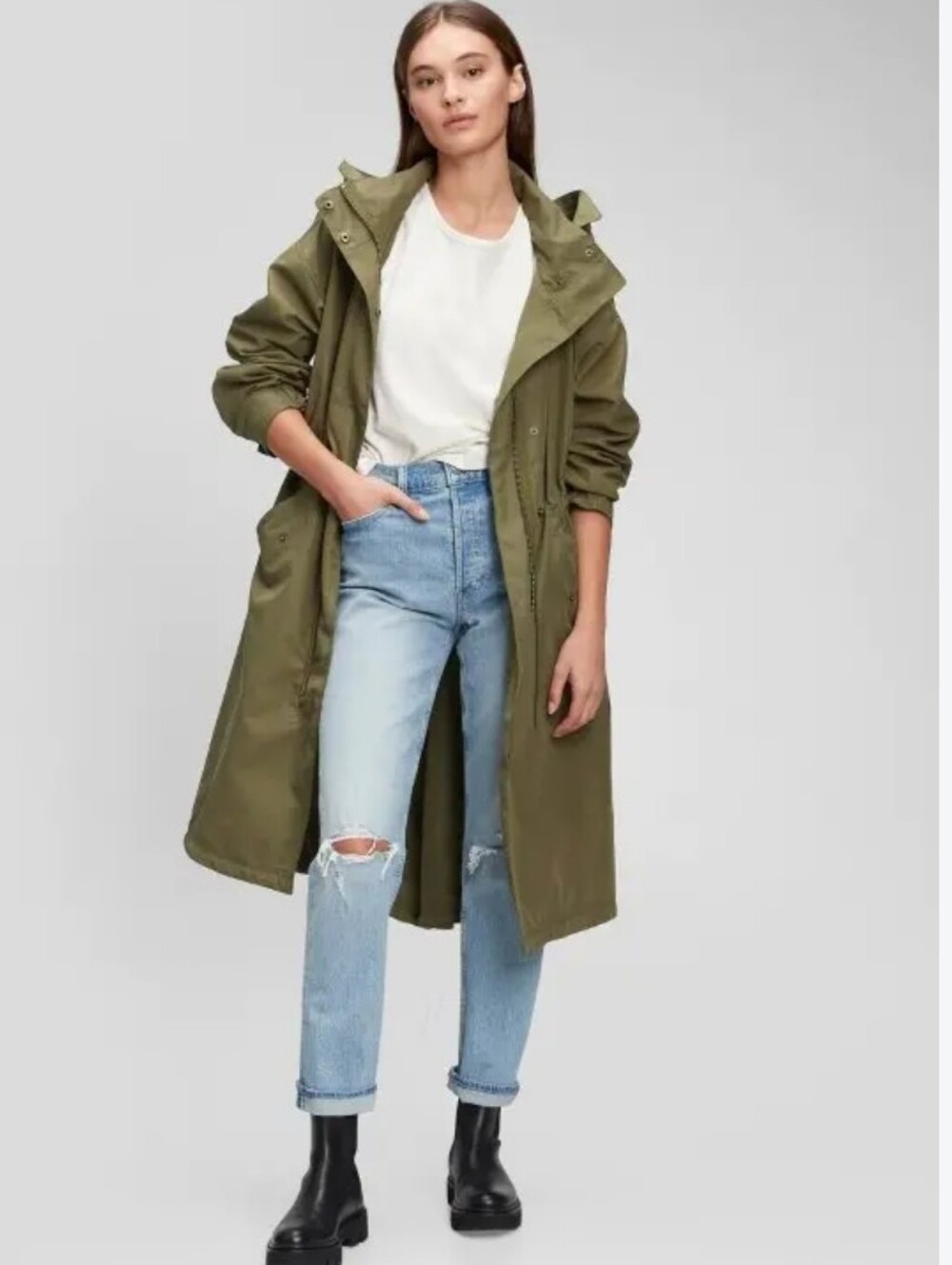 GAP Longline Oversized Parka - Green - Women's M (EUC)